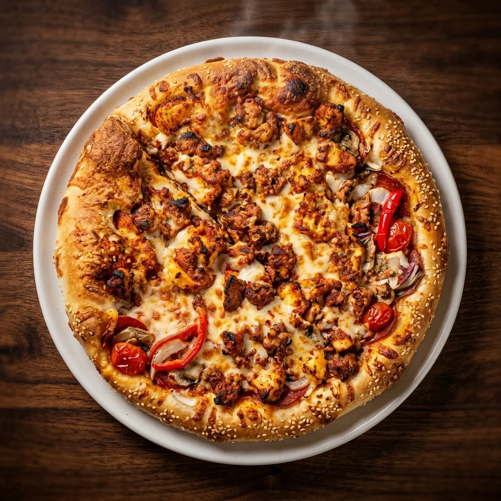 Butter Chicken Pizza at Pizza Fiamma in Winnipeg - Tender chicken in creamy butter sauce on fresh daily-made dough